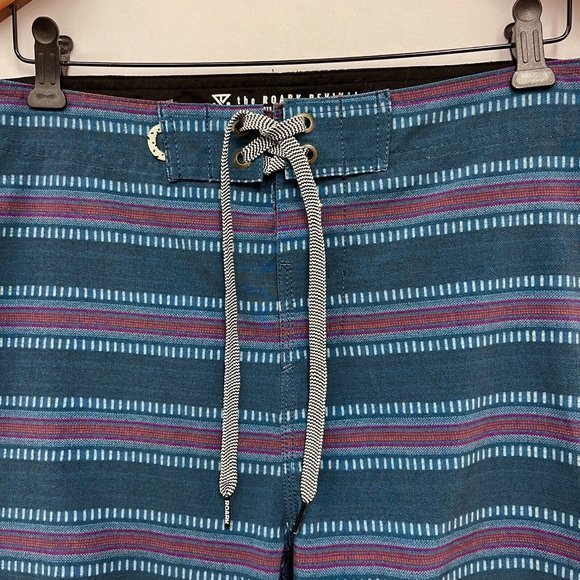 Roark Revival Men's Swim Board Shorts Teal/Red Striped Polyester/Spandex Size 30 - Picture 8 of 10